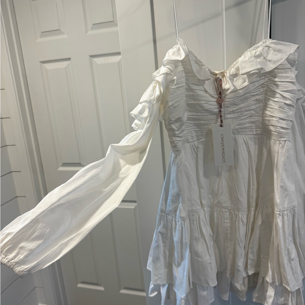 LoveShackFancy White Ruffled Mini Dress - Picture 3 of 5